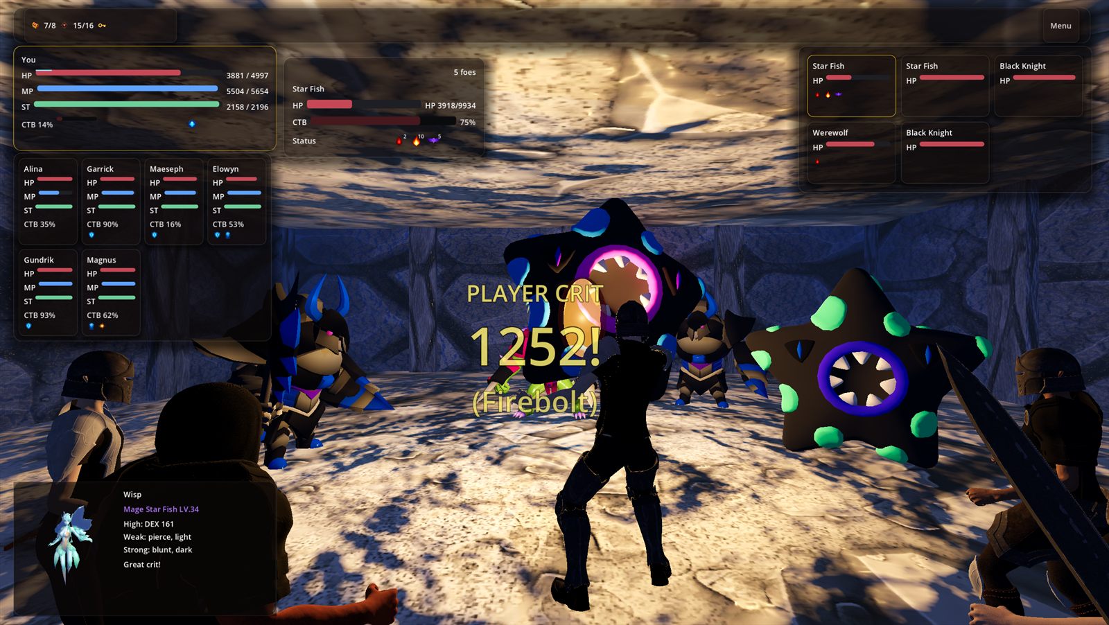 LabyrinthRPG party combat with abilities and enemies