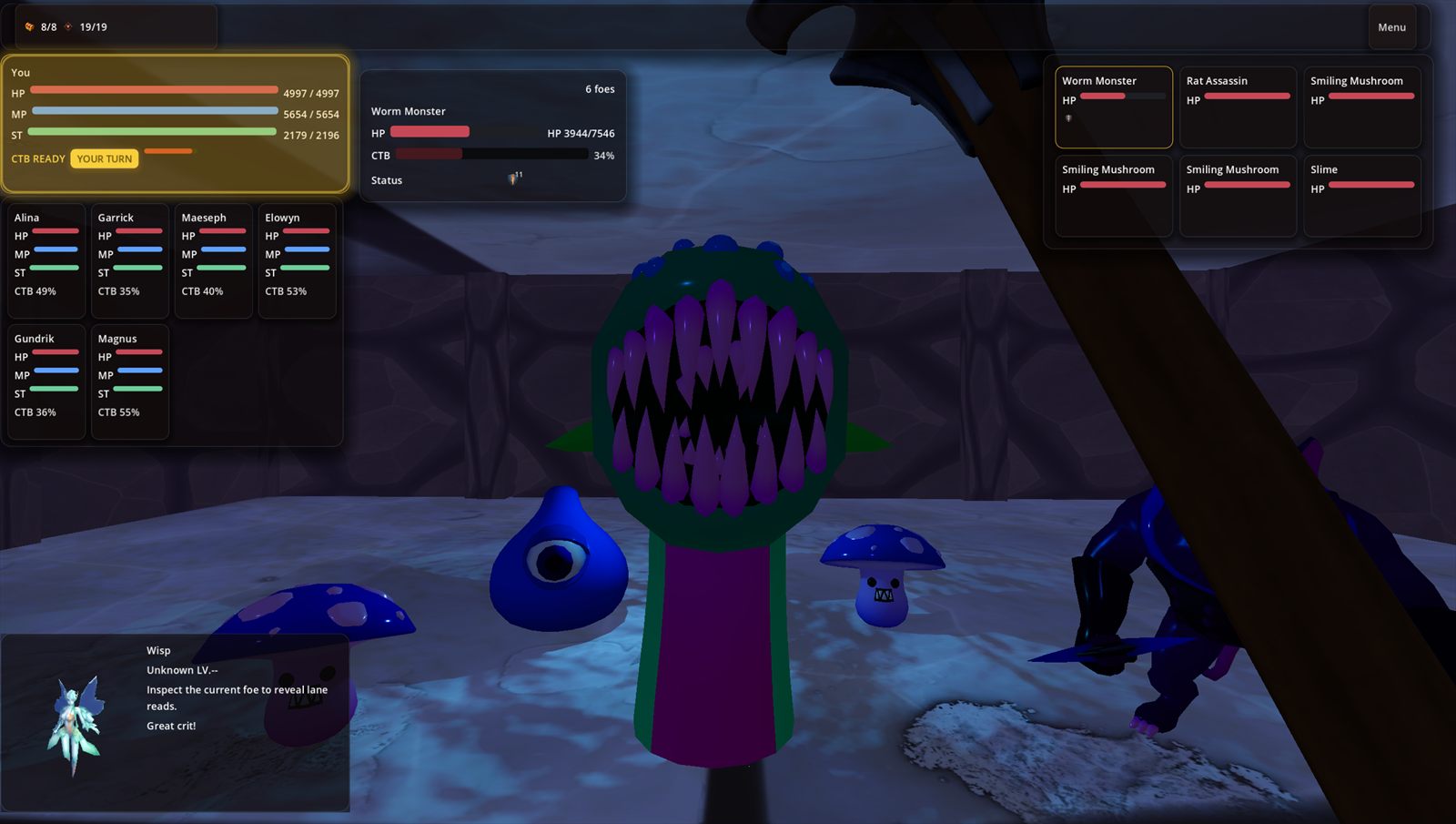 LabyrinthRPG tactical battle interface